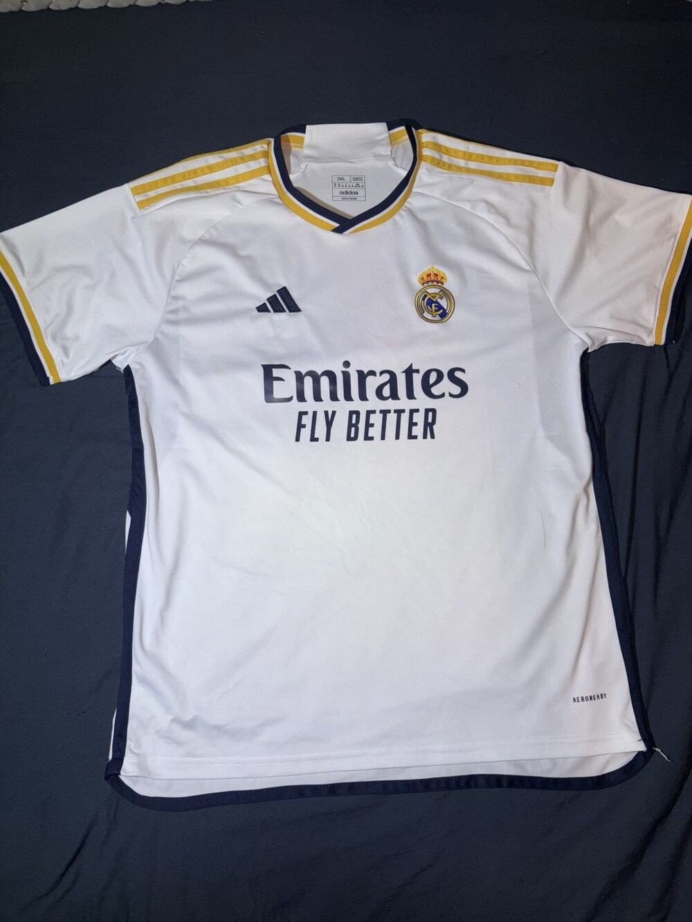 adidas Real Madrid Emirates Fly Better White Short Sleeve Polyester Jersey 2XL